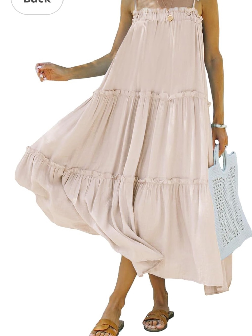 Light Cream Tiered Maxi Dress - Women's Summer Dress - Picture 3 of 4